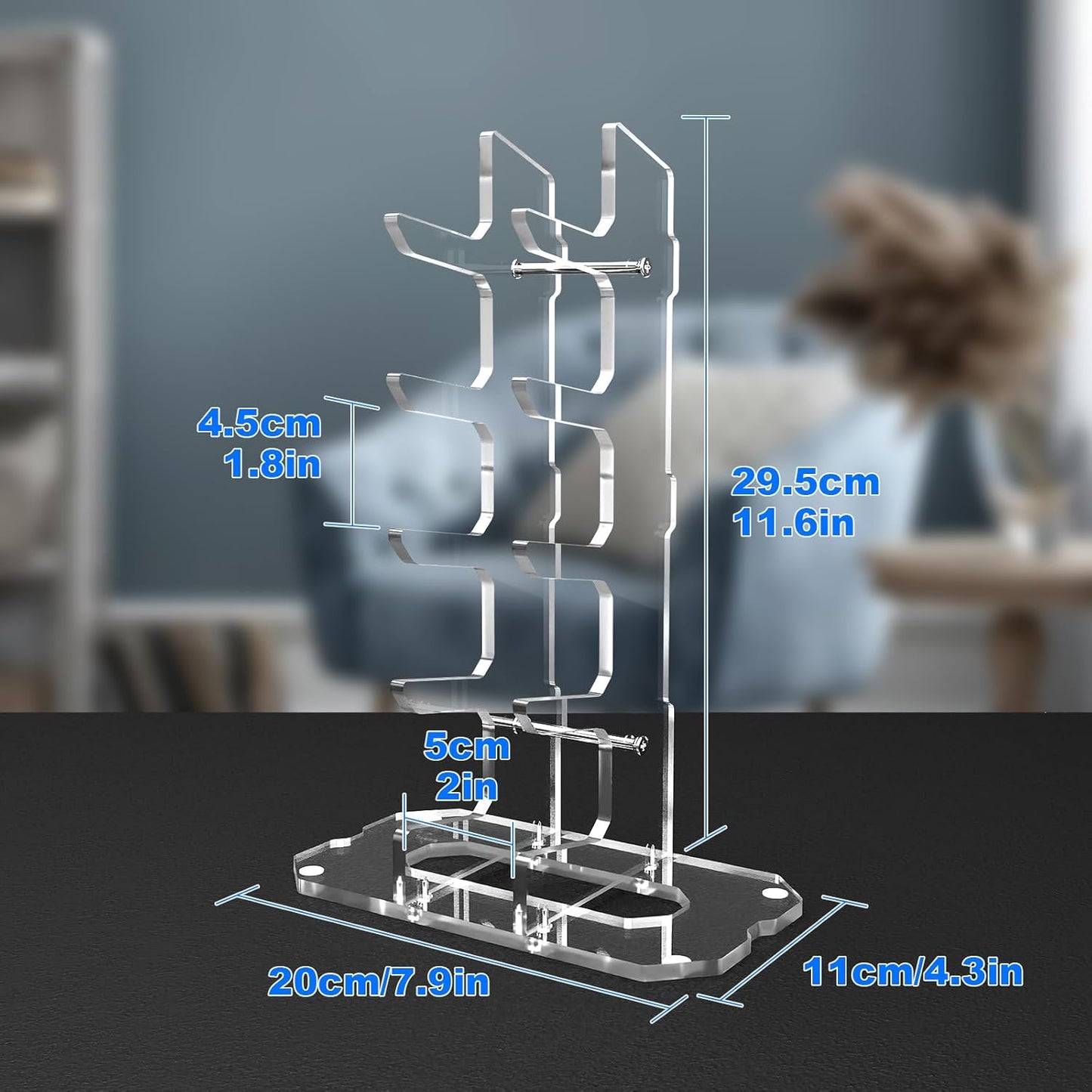 Acrylic Knife Display Stand, Pocket Knife Holder EDC Knife Organizer Rack Folding Knife Display Case Multitool Storage Shelf Dagger Stand for Collection, Home Decoration (Solid Black)