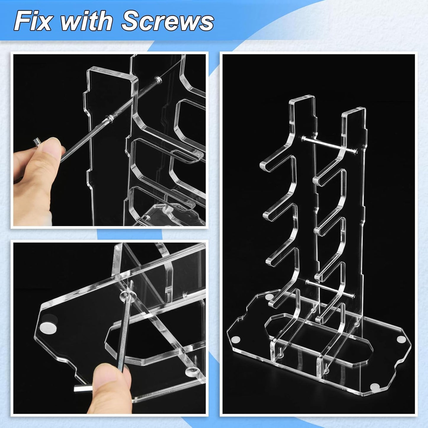 Acrylic Knife Display Stand, Pocket Knife Holder EDC Knife Organizer Rack Folding Knife Display Case Multitool Storage Shelf Dagger Stand for Collection, Home Decoration (Solid Black)