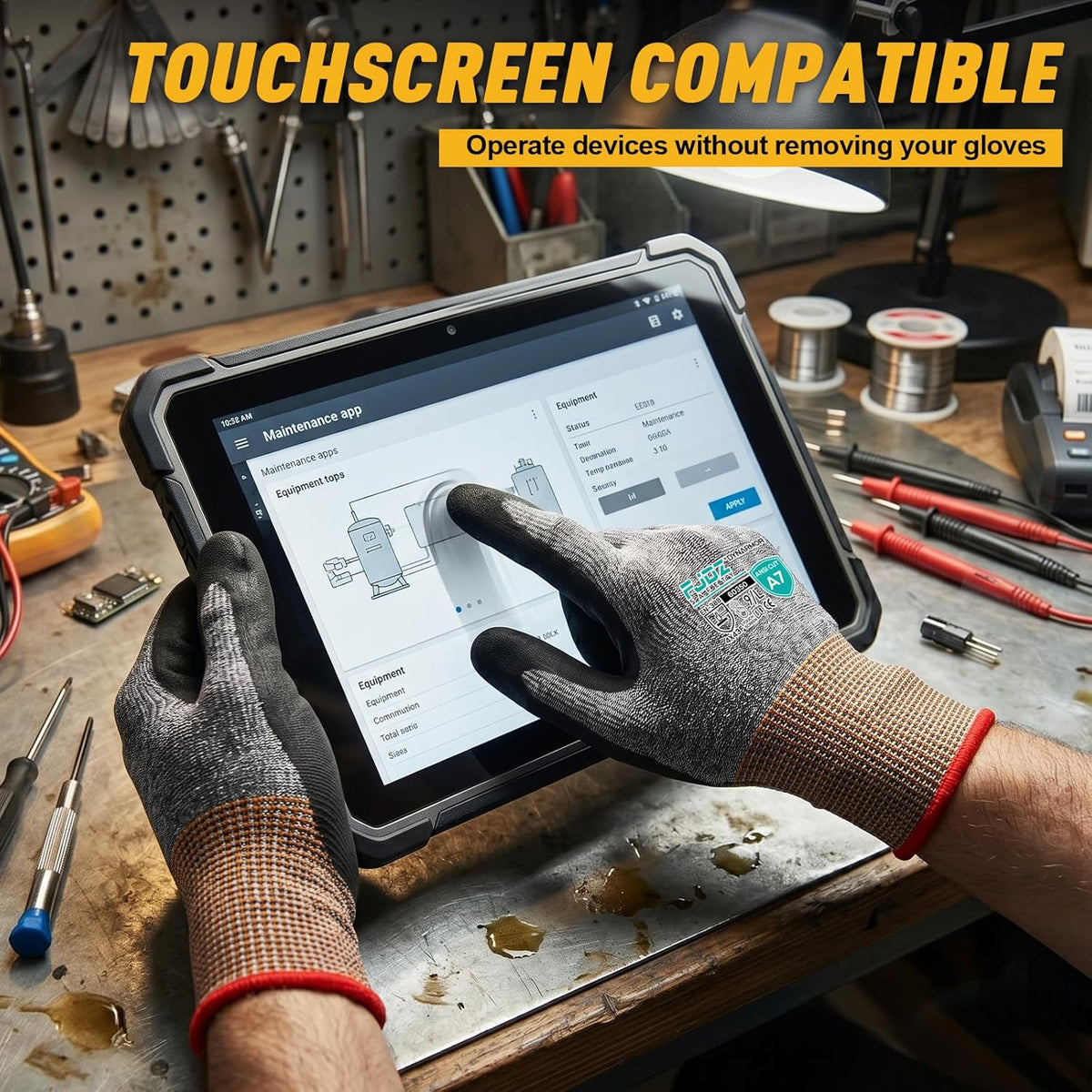 Cut Resistant Work Gloves, ANSI A7 Cut Gloves Men & Women | 3 Pairs Touchscreen Nitrile Coated Safety Gloves with Firm Grip for Glass Cutting,Metalwork,Woodworking,Fishing