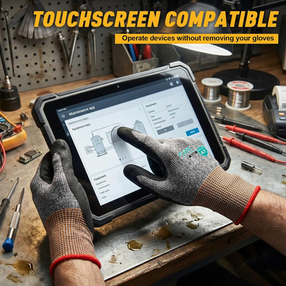 Cut Resistant Work Gloves, ANSI A7 Cut Gloves Men & Women | 3 Pairs Touchscreen Nitrile Coated Safety Gloves with Firm Grip for Glass Cutting,Metalwork,Woodworking,Fishing