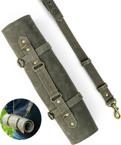Knife Roll Bag Genuine Leather – knife case for Chefs 7 slots – Leather Knife with handle and strap Frank (Brown-Antique)