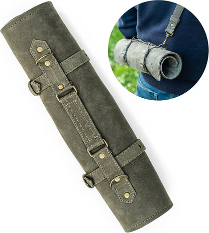 Knife Roll Bag Genuine Leather – knife case for Chefs 7 slots – Leather Knife with handle and strap Frank (Brown-Antique)