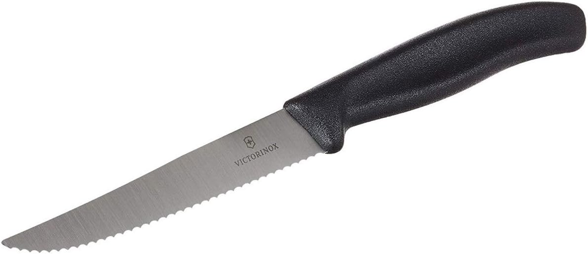 Swiss Classic 6-Piece Steak Knife Set - Serrated Edge, Black