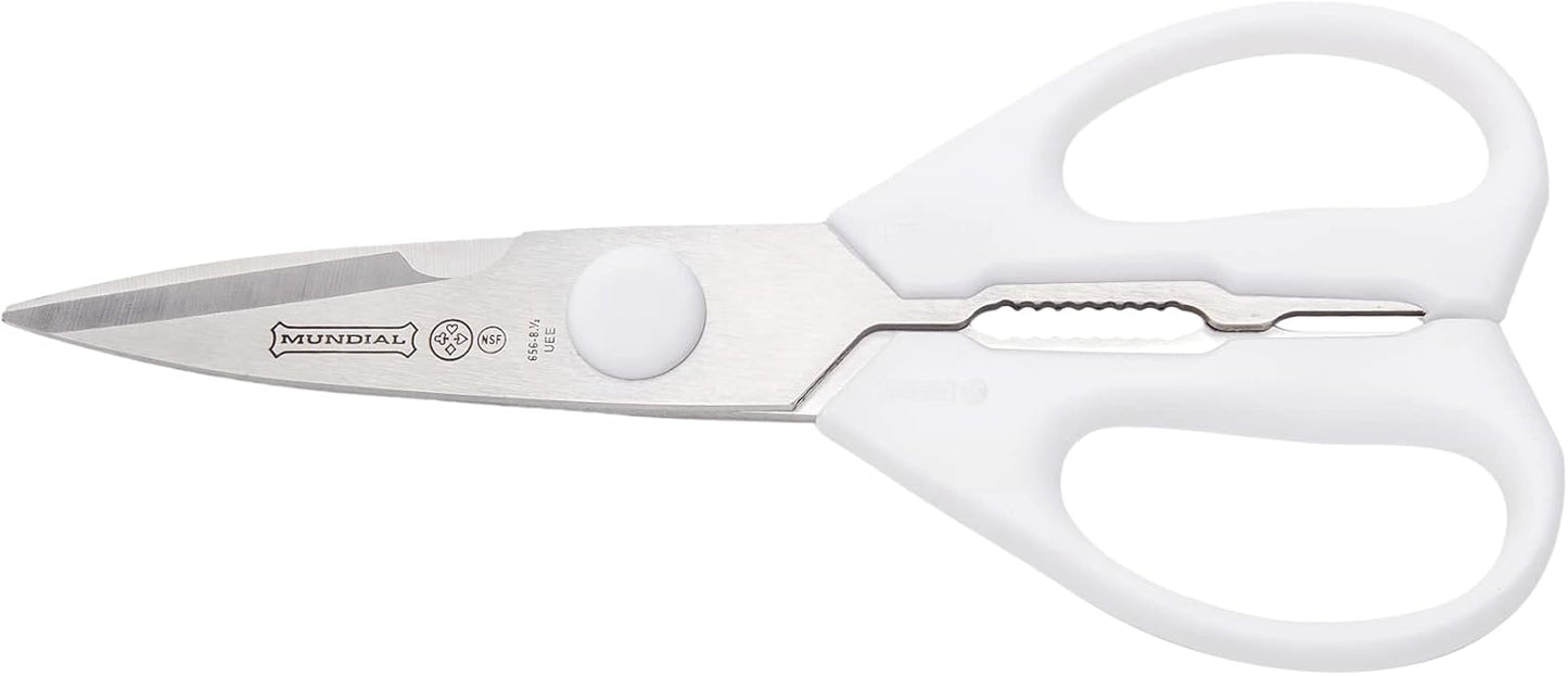 W656 Kitchen Take-Apart Shears, 8-Inch, Stainless Steel Blades, Ergonomic Non-Slip White Handle, Ideal for Cutting