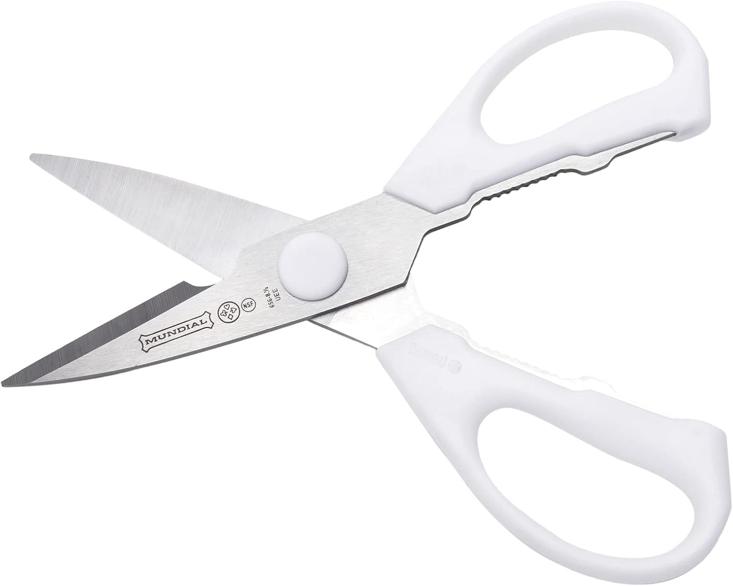 W656 Kitchen Take-Apart Shears, 8-Inch, Stainless Steel Blades, Ergonomic Non-Slip White Handle, Ideal for Cutting