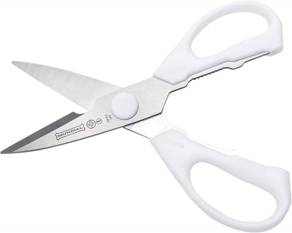 W656 Kitchen Take-Apart Shears, 8-Inch, Stainless Steel Blades, Ergonomic Non-Slip White Handle, Ideal for Cutting