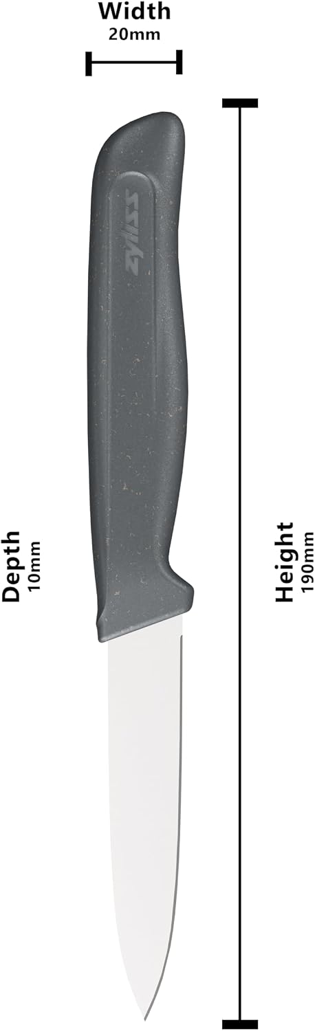 Paring Knife – Sharp German Stainless Steel Blade with Sustainable Wheat Straw Non-Slip Handle – Includes Safety Cover – Dishwasher Safe – 3.5 inches - Gray