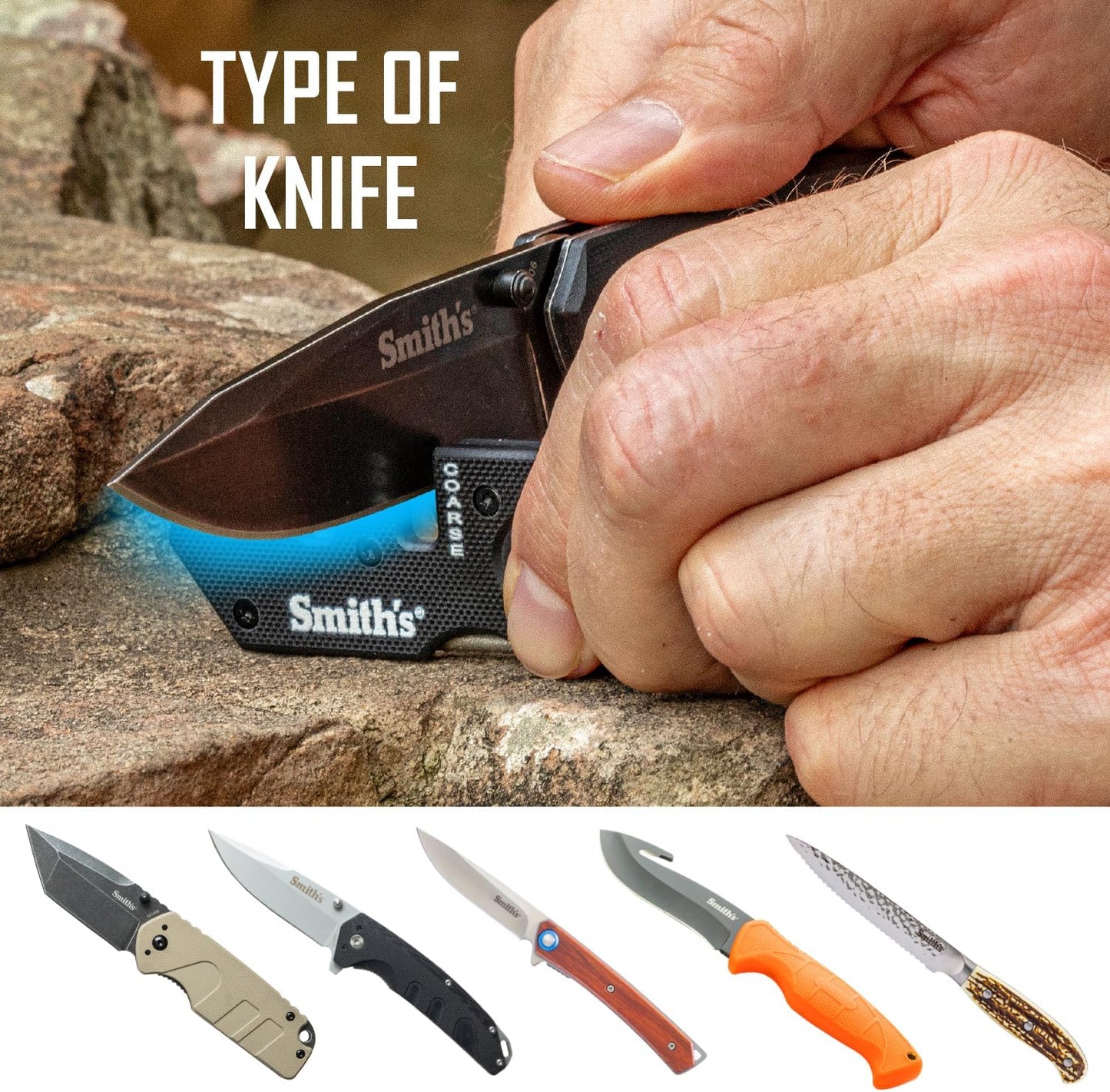 Smith’s Pocket Pal Tactical Knife Sharpener - 2 Stage Sharpener & Diamond Sharpening Rod - Pocket Clip - Outdoor Hunting Knife & Hook Sharpener - Compact & Lightweight