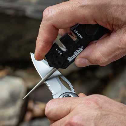 Smith’s Pocket Pal Tactical Knife Sharpener - 2 Stage Sharpener & Diamond Sharpening Rod - Pocket Clip - Outdoor Hunting Knife & Hook Sharpener - Compact & Lightweight