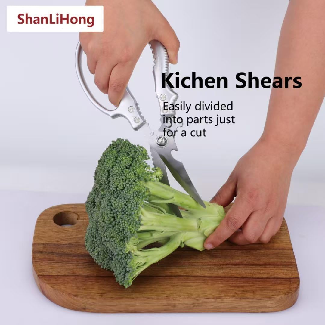 Kitchen Scissors: Heavy-Duty Poultry Shears That Effortlessly Cut Through Bones, Fish, Veggies & Nuts. Crafted from 3Cr13 Stainless Steel. (All-Purpose Scissors, Kitchen Shears)