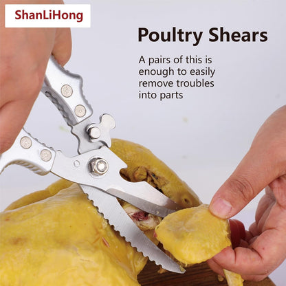Kitchen Scissors: Heavy-Duty Poultry Shears That Effortlessly Cut Through Bones, Fish, Veggies & Nuts. Crafted from 3Cr13 Stainless Steel. (All-Purpose Scissors, Kitchen Shears)