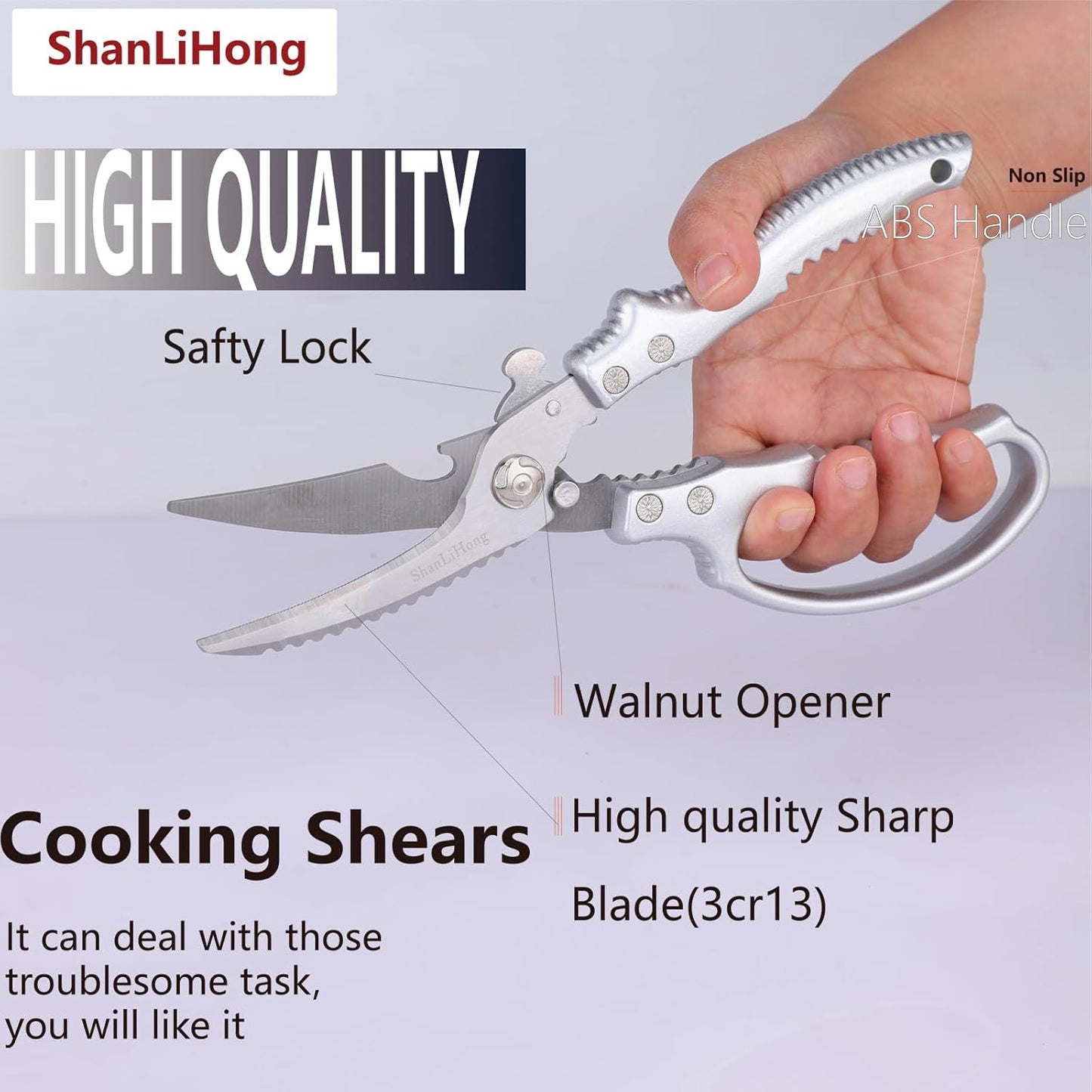 Kitchen Scissors: Heavy-Duty Poultry Shears That Effortlessly Cut Through Bones, Fish, Veggies & Nuts. Crafted from 3Cr13 Stainless Steel. (All-Purpose Scissors, Kitchen Shears)