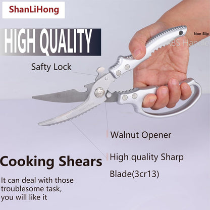 Kitchen Scissors: Heavy-Duty Poultry Shears That Effortlessly Cut Through Bones, Fish, Veggies & Nuts. Crafted from 3Cr13 Stainless Steel. (All-Purpose Scissors, Kitchen Shears)