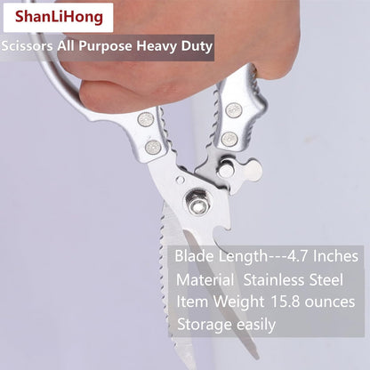 Kitchen Scissors: Heavy-Duty Poultry Shears That Effortlessly Cut Through Bones, Fish, Veggies & Nuts. Crafted from 3Cr13 Stainless Steel. (All-Purpose Scissors, Kitchen Shears)