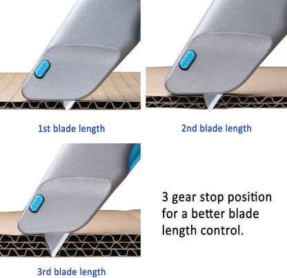 Squeeze Trigger Utility Knife and Heavy Duty Box Cutter, Self Retractable Safety Knife for Cardboard & Work, Ergonomic Aluminum Body, Safety-Lock Design, Durable and Safe