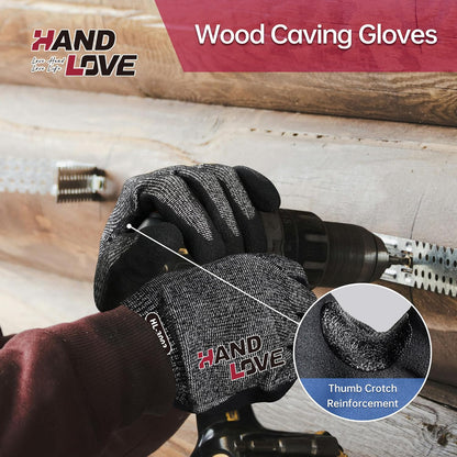 Cut Resistant Gloves – ANSI A9 Cut Proof Safety Work Gloves | Sandy Nitrile Anti-Slip, Touchscreen, Durable, PFAS Free | Wood Carving, Gardening, Glass Cutting, Car Repair – Black,1Pair,M