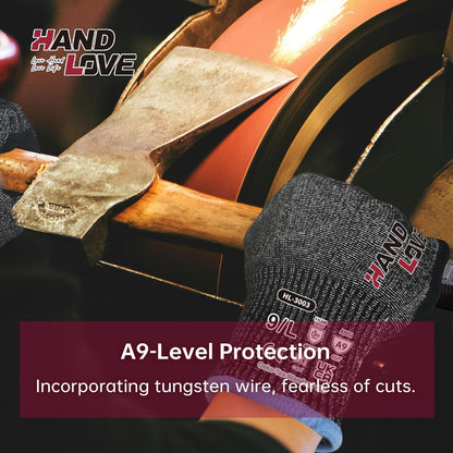 Cut Resistant Gloves – ANSI A9 Cut Proof Safety Work Gloves | Sandy Nitrile Anti-Slip, Touchscreen, Durable, PFAS Free | Wood Carving, Gardening, Glass Cutting, Car Repair – Black,1Pair,M