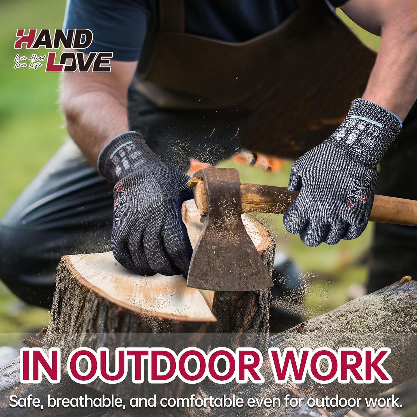 Cut Resistant Gloves – ANSI A9 Cut Proof Safety Work Gloves | Sandy Nitrile Anti-Slip, Touchscreen, Durable, PFAS Free | Wood Carving, Gardening, Glass Cutting, Car Repair – Black,1Pair,M
