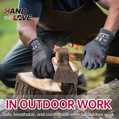 Cut Resistant Gloves – ANSI A9 Cut Proof Safety Work Gloves | Sandy Nitrile Anti-Slip, Touchscreen, Durable, PFAS Free | Wood Carving, Gardening, Glass Cutting, Car Repair – Black,1Pair,M