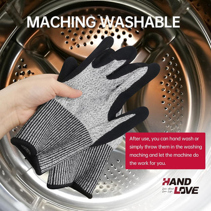 Cut Resistant Gloves – ANSI A9 Cut Proof Safety Work Gloves | Sandy Nitrile Anti-Slip, Touchscreen, Durable, PFAS Free | Wood Carving, Gardening, Glass Cutting, Car Repair – Black,1Pair,M