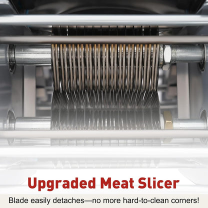 850W Meat Cutter Machine, 350 lb/h Electric Jerky Slicer with Tray, Stainless Steel 7 mm Thickness Meat slicer for Cutting Many Kinds of Fresh Meat