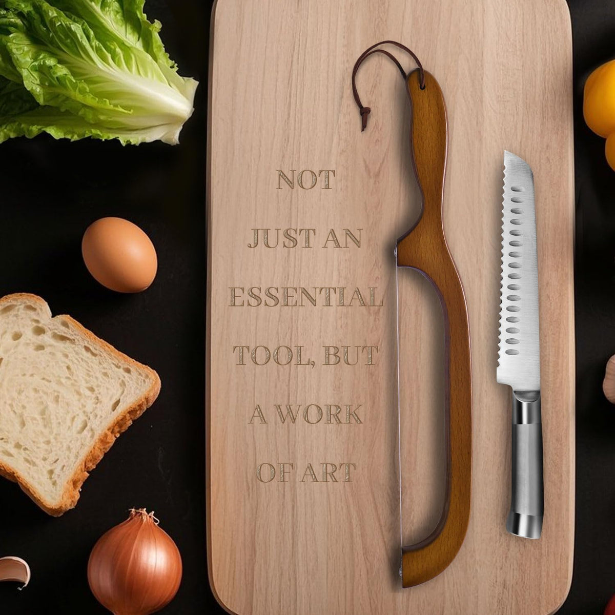 2 Pack Sourdough Bread Knife for Homemade Bread, Serrated Bread Cutter Ergo-Safe Engineering Anti-Stick Bread Bow Knife for Sourdough, Baguettes, Cakes