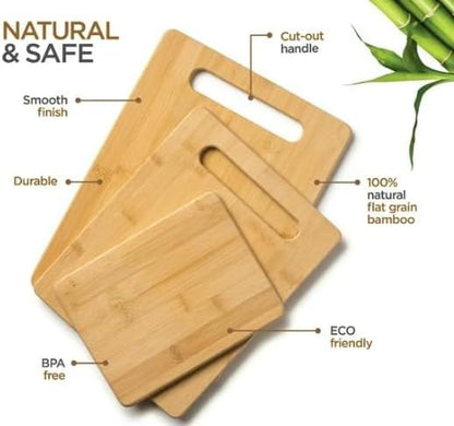 Bamboo Cutting Board 9x7 – Small Wooden Cutting Board for Kitchen Prep, Charcuterie & Serving Tray, Eco-Friendly Bamboo Cheese Board for Fruits, Vegetables & Snacks