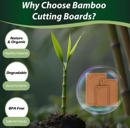 Bamboo Cutting Board 9x7 – Small Wooden Cutting Board for Kitchen Prep, Charcuterie & Serving Tray, Eco-Friendly Bamboo Cheese Board for Fruits, Vegetables & Snacks