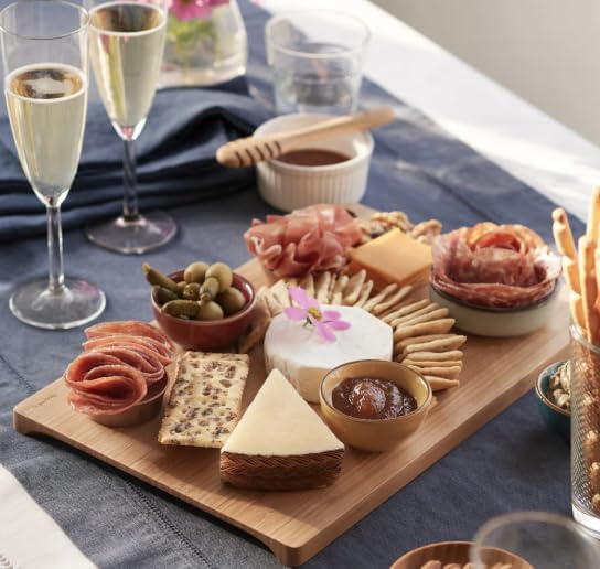 Bamboo Cutting Board 9x7 – Small Wooden Cutting Board for Kitchen Prep, Charcuterie & Serving Tray, Eco-Friendly Bamboo Cheese Board for Fruits, Vegetables & Snacks