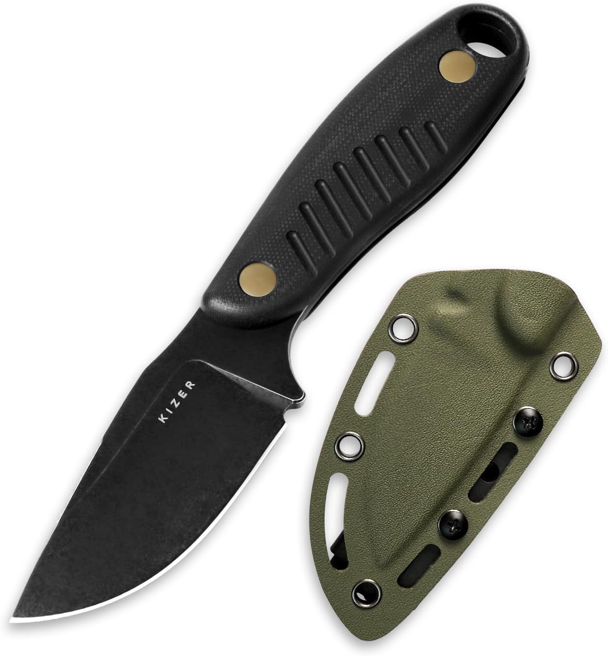Hare Fixed Blade Knife with Sheath, 3.14" D2 Steel Blade EDC Hunting Knife with Burlap Micarta and Black G10 Handle, Small Survival Knives, Outdoor Camping Knives for Men Women 1077M3