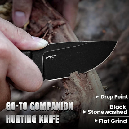 Hare Fixed Blade Knife with Sheath, 3.14" D2 Steel Blade EDC Hunting Knife with Burlap Micarta and Black G10 Handle, Small Survival Knives, Outdoor Camping Knives for Men Women 1077M3