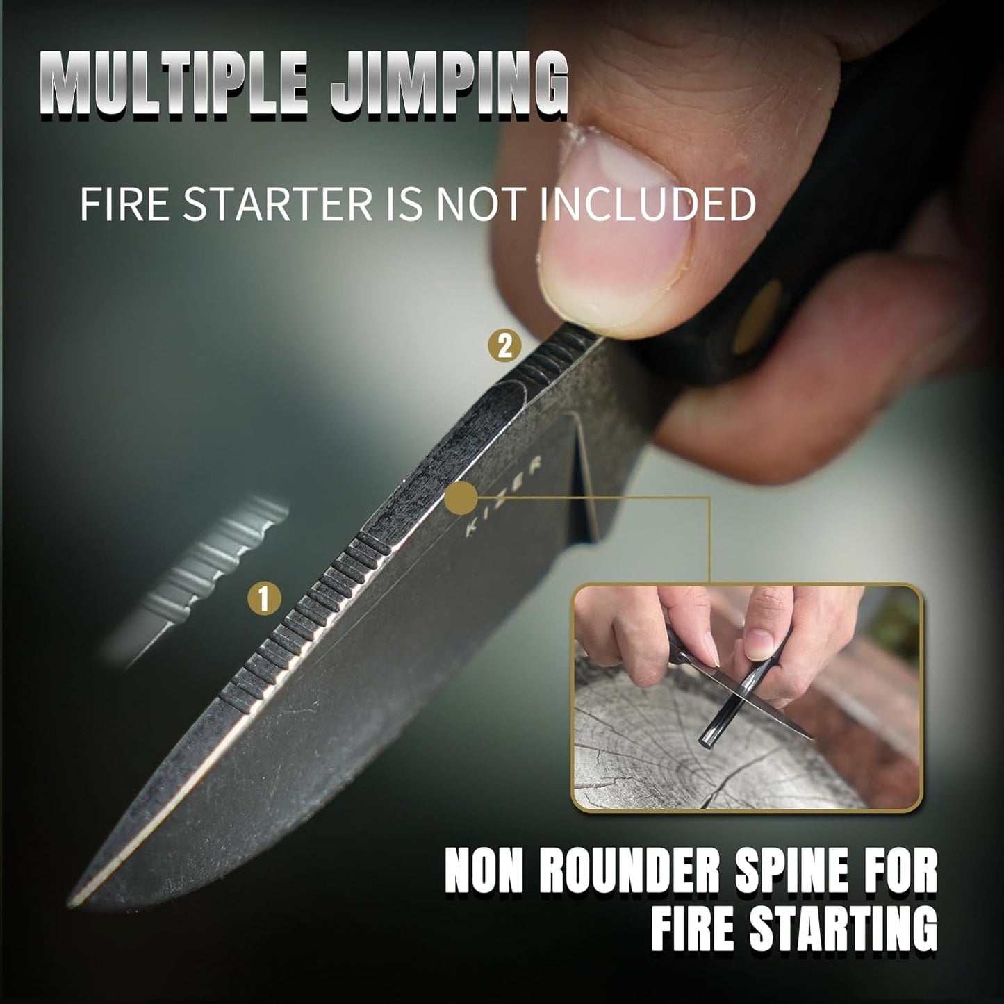 Hare Fixed Blade Knife with Sheath, 3.14" D2 Steel Blade EDC Hunting Knife with Burlap Micarta and Black G10 Handle, Small Survival Knives, Outdoor Camping Knives for Men Women 1077M3