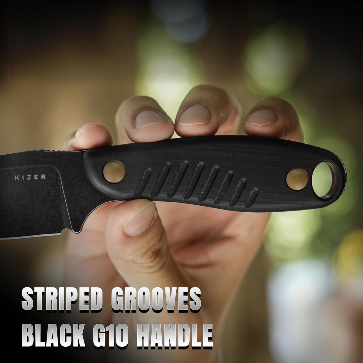 Hare Fixed Blade Knife with Sheath, 3.14" D2 Steel Blade EDC Hunting Knife with Burlap Micarta and Black G10 Handle, Small Survival Knives, Outdoor Camping Knives for Men Women 1077M3