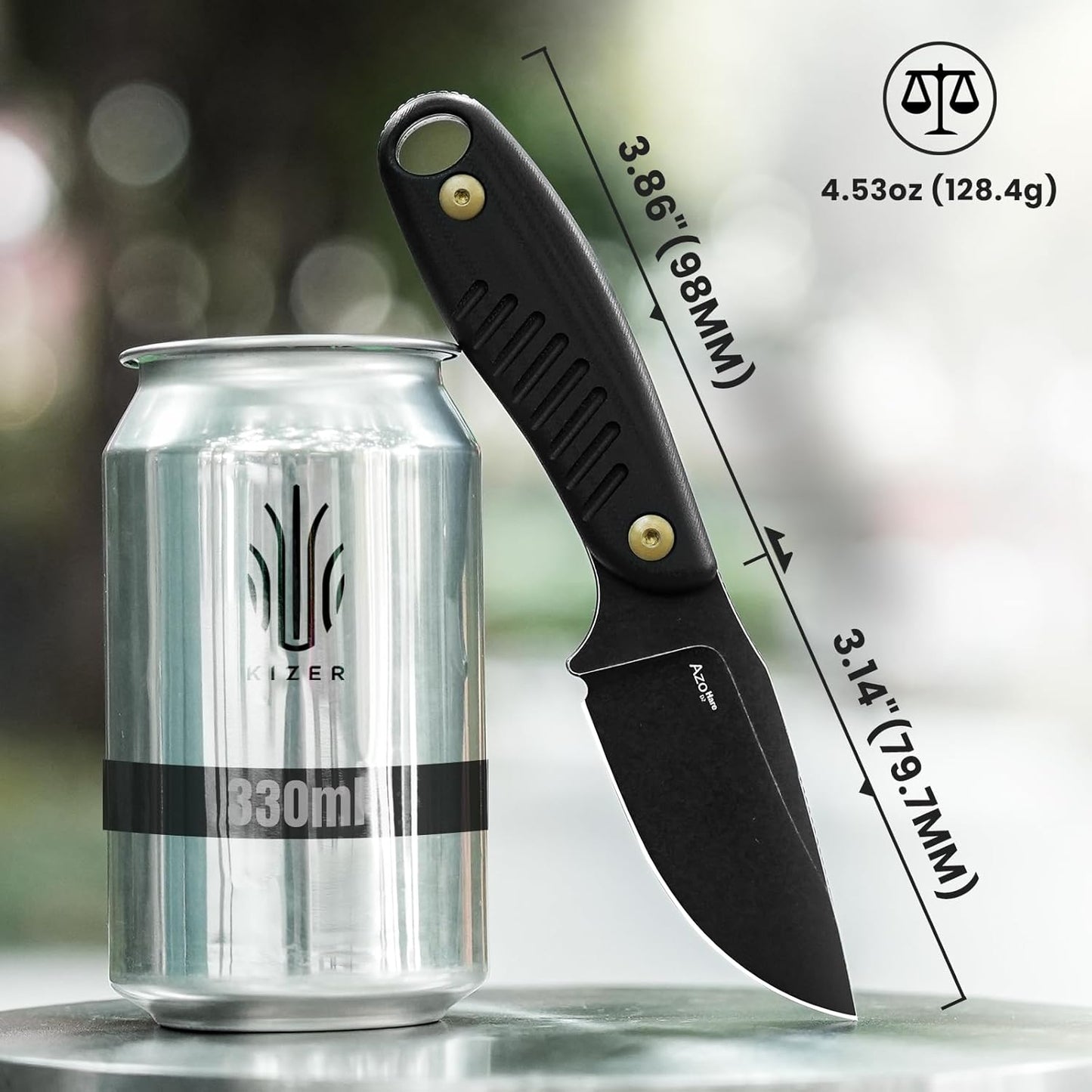 Hare Fixed Blade Knife with Sheath, 3.14" D2 Steel Blade EDC Hunting Knife with Burlap Micarta and Black G10 Handle, Small Survival Knives, Outdoor Camping Knives for Men Women 1077M3