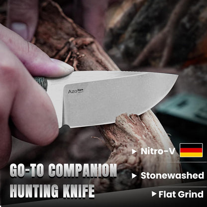 Hare Fixed Blade Knife with Sheath, 3.14" D2 Steel Blade EDC Hunting Knife with Burlap Micarta and Black G10 Handle, Small Survival Knives, Outdoor Camping Knives for Men Women 1077M3