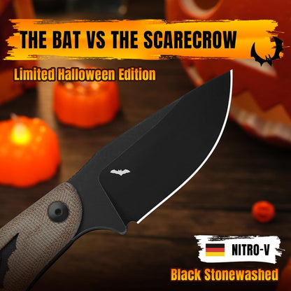 Hare Fixed Blade Knife with Sheath, 3.14" D2 Steel Blade EDC Hunting Knife with Burlap Micarta and Black G10 Handle, Small Survival Knives, Outdoor Camping Knives for Men Women 1077M3