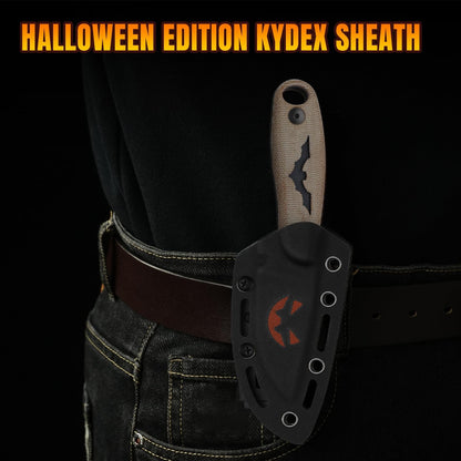 Hare Fixed Blade Knife with Sheath, 3.14" D2 Steel Blade EDC Hunting Knife with Burlap Micarta and Black G10 Handle, Small Survival Knives, Outdoor Camping Knives for Men Women 1077M3