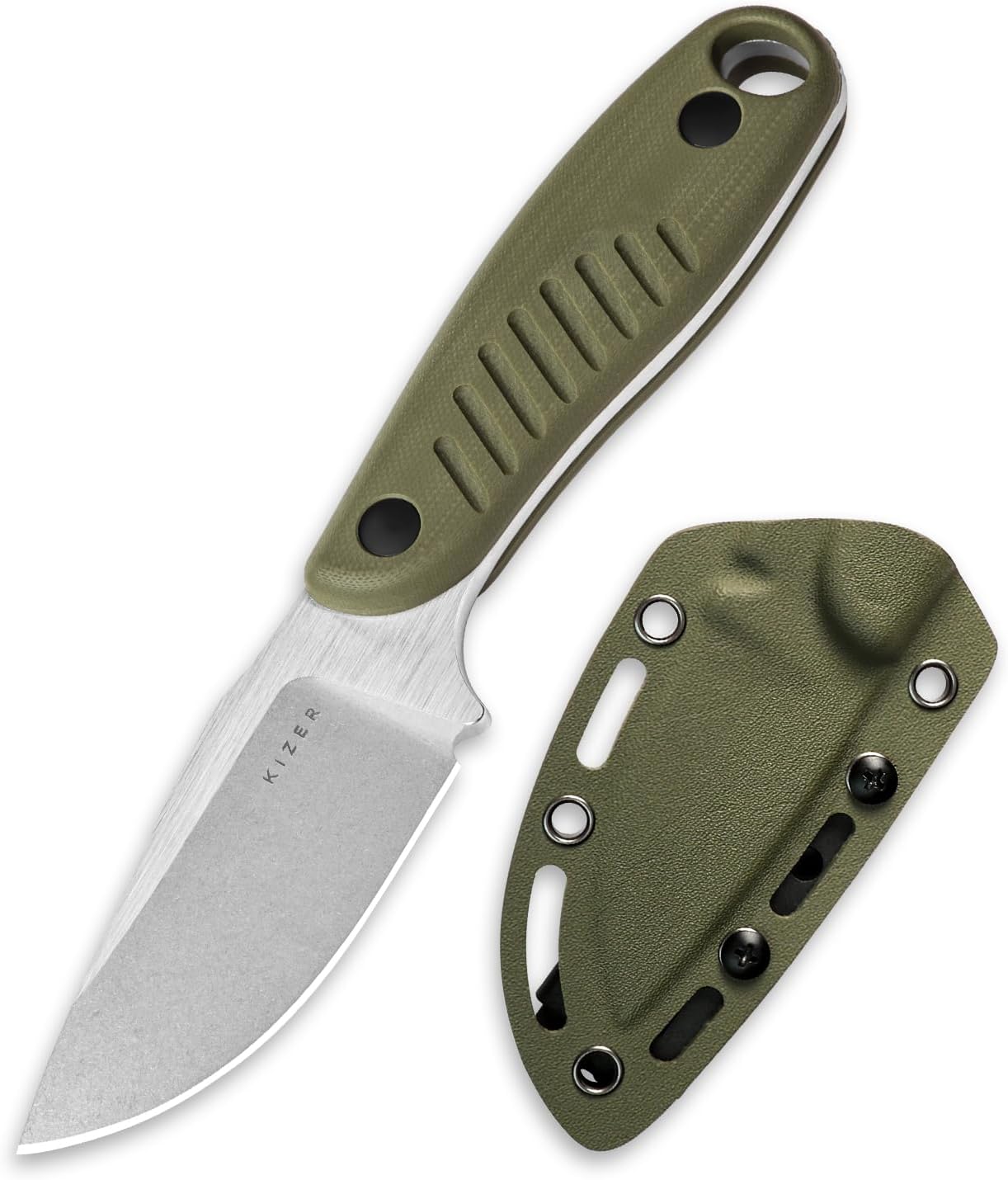 Hare Fixed Blade Knife with Sheath, 3.14" D2 Steel Blade EDC Hunting Knife with Burlap Micarta and Black G10 Handle, Small Survival Knives, Outdoor Camping Knives for Men Women 1077M3