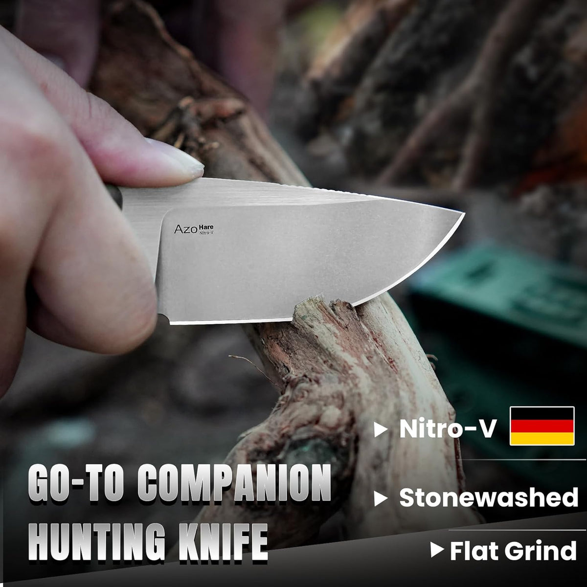 Hare Fixed Blade Knife with Sheath, 3.14" D2 Steel Blade EDC Hunting Knife with Burlap Micarta and Black G10 Handle, Small Survival Knives, Outdoor Camping Knives for Men Women 1077M3