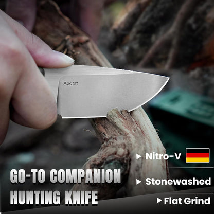 Hare Fixed Blade Knife with Sheath, 3.14" D2 Steel Blade EDC Hunting Knife with Burlap Micarta and Black G10 Handle, Small Survival Knives, Outdoor Camping Knives for Men Women 1077M3