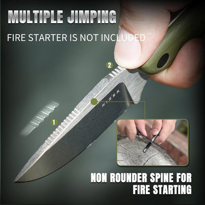 Hare Fixed Blade Knife with Sheath, 3.14" D2 Steel Blade EDC Hunting Knife with Burlap Micarta and Black G10 Handle, Small Survival Knives, Outdoor Camping Knives for Men Women 1077M3