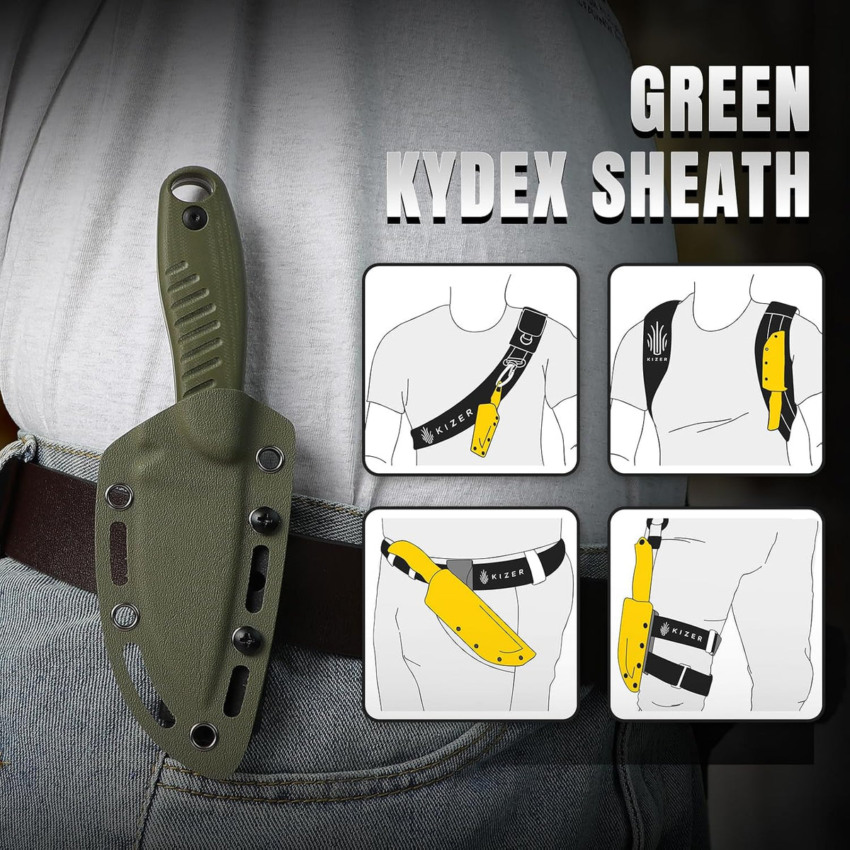 Hare Fixed Blade Knife with Sheath, 3.14" D2 Steel Blade EDC Hunting Knife with Burlap Micarta and Black G10 Handle, Small Survival Knives, Outdoor Camping Knives for Men Women 1077M3
