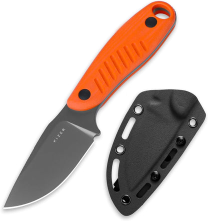 Hare Fixed Blade Knife with Sheath, 3.14" D2 Steel Blade EDC Hunting Knife with Burlap Micarta and Black G10 Handle, Small Survival Knives, Outdoor Camping Knives for Men Women 1077M3