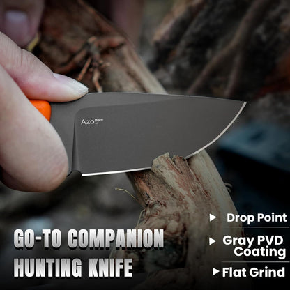Hare Fixed Blade Knife with Sheath, 3.14" D2 Steel Blade EDC Hunting Knife with Burlap Micarta and Black G10 Handle, Small Survival Knives, Outdoor Camping Knives for Men Women 1077M3
