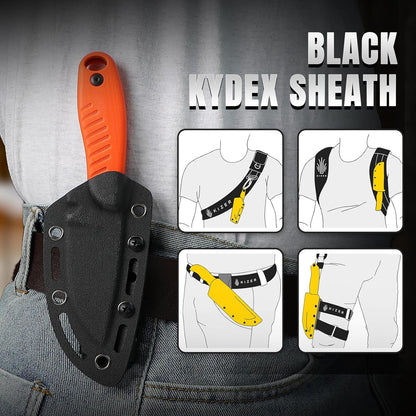 Hare Fixed Blade Knife with Sheath, 3.14" D2 Steel Blade EDC Hunting Knife with Burlap Micarta and Black G10 Handle, Small Survival Knives, Outdoor Camping Knives for Men Women 1077M3