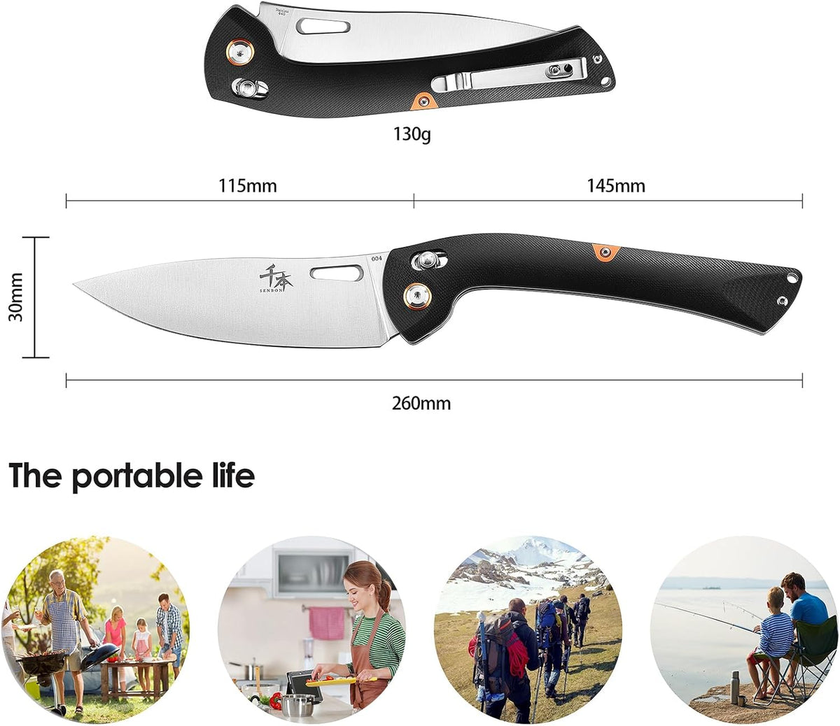 440 Folding Chef Knife, Portable Fruit Utility Cutting Knife