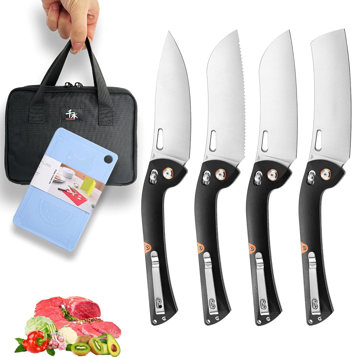 440 Folding Chef Knife, Portable Fruit Utility Cutting Knife