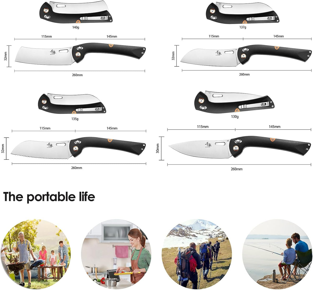 440 Folding Chef Knife, Portable Fruit Utility Cutting Knife