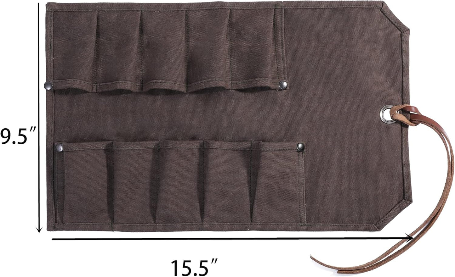 Chisel Roll, Tool Roll Up Bag with 10 staggered tool pockets, Heavy Duty 16oz Waxed Canvas Small Tool Organize Pouch (Black)