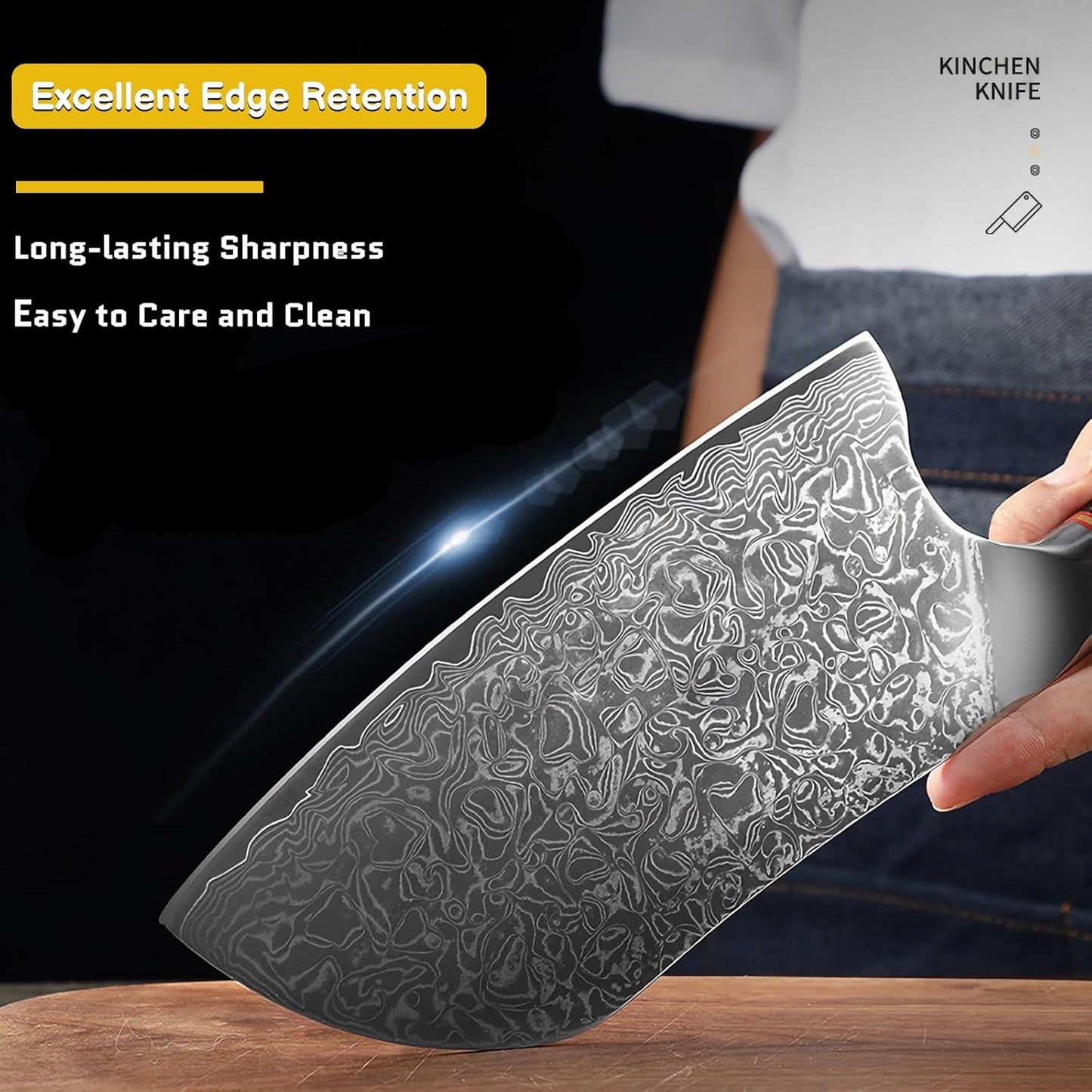 Cleaver Knife 7 Inch, 67 Layers VG10 Damascus Steel Kitchen Knife, Ultra Sharp Meat Cleaver, Professional Chef Knife with Unique Wood Handle, Full Tang, Gift Box